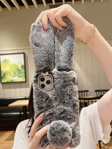 Carcasa Esponjosa Con Diseño De Conejo Compatible Con Iphone 11, Iphone 13, Iphone 14 Pro Max - Gris - View 3