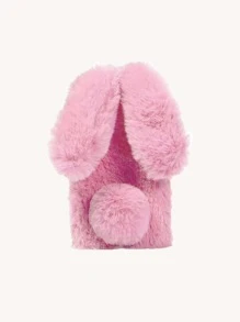 兔子造型毛茸茸手機殼，適用於iPhone 11、iPhone 13、iPhone 14 Pro Max - 淺粉色 - 查看 2