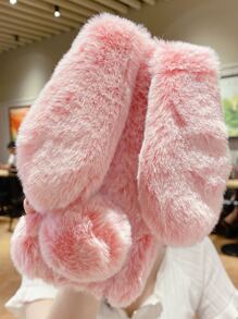 兔子造型毛茸茸手機殼，適用於iPhone 11、iPhone 13、iPhone 14 Pro Max - 淺粉色 - 查看 4