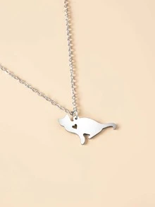 Collar colgante gato - Plateado - Ver 3