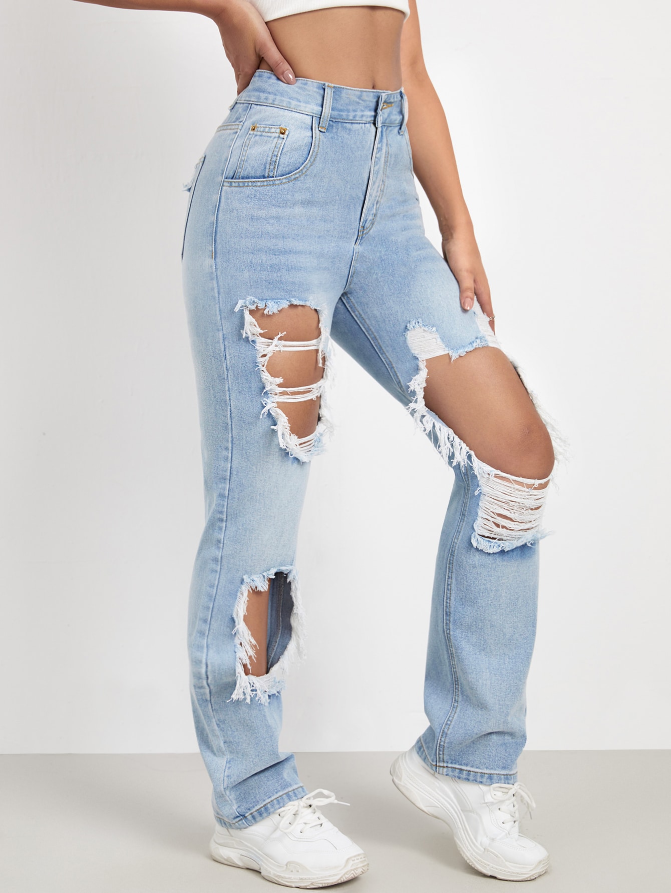 Whiskers Ripped Jeans | SHEIN