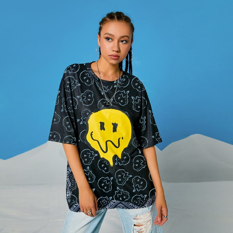 

Graphic Drop Shoulder Tee, Black