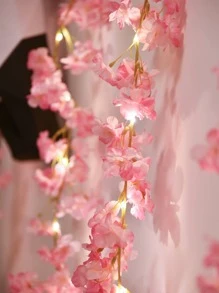 1串20灯2米樱花/双色玫瑰叶/绿柳叶串灯，室内房间装饰，少女心，春日氛围，节日花环，求婚派对装饰 - 黃色 - 查看 4