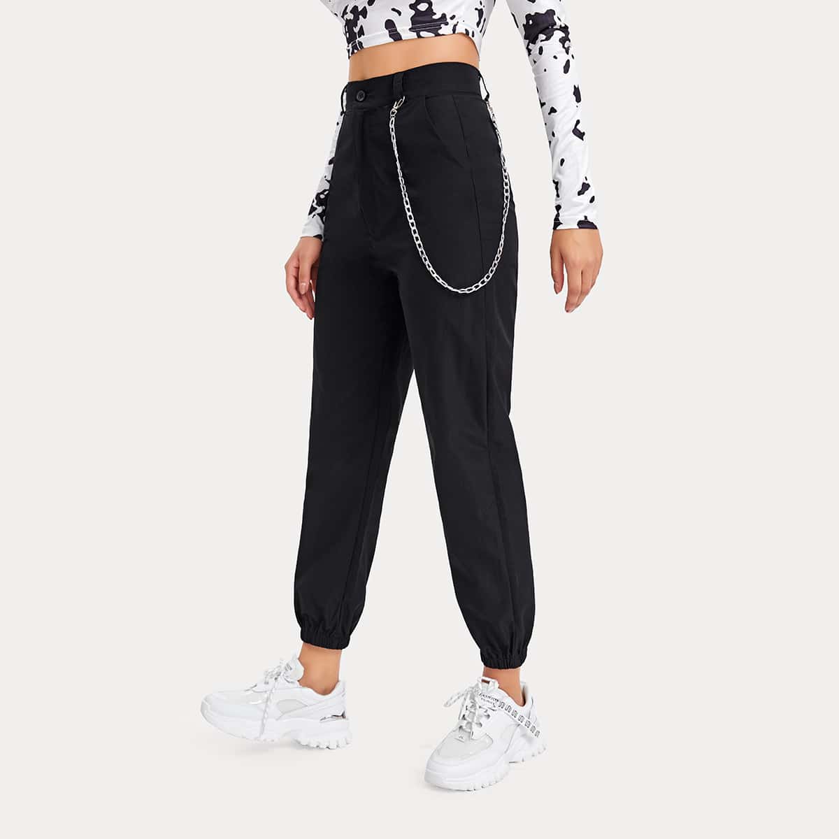 

Solid Chain Joggers, Black