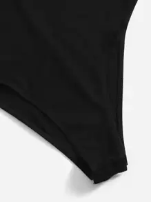 SHEIN EZwear Solid Halter Bodysuit - Black - View 5