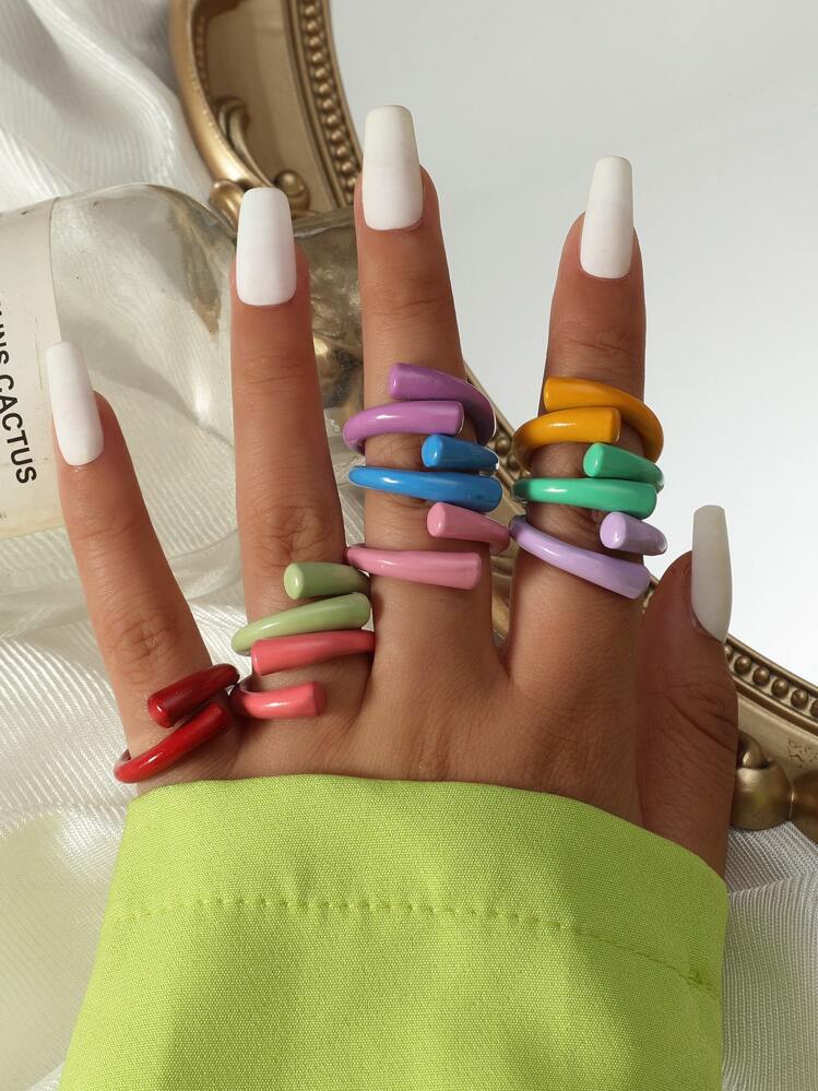 9pcs Cuff Wrap Ring - Multicolor - View 1