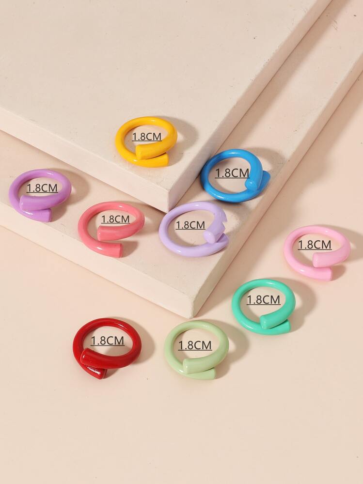 9pcs Cuff Wrap Ring - Multicolor - View 2