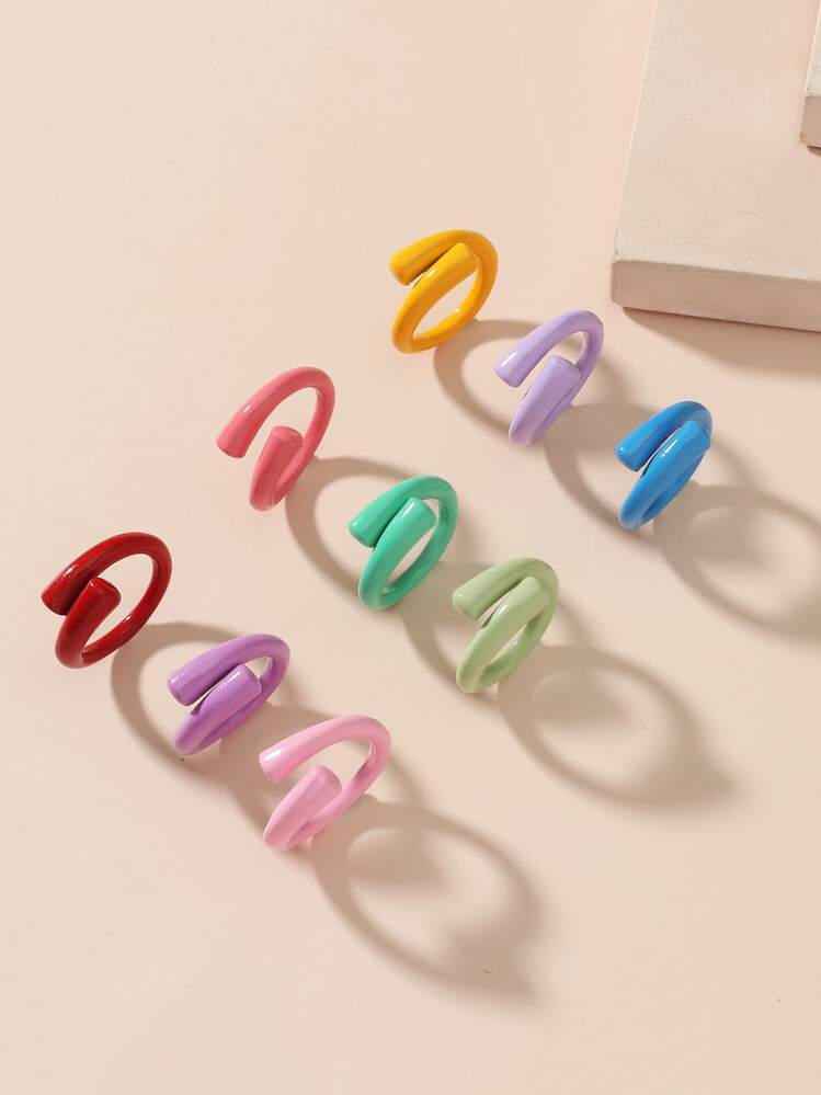 9pcs Cuff Wrap Ring - Multicolor - View 3