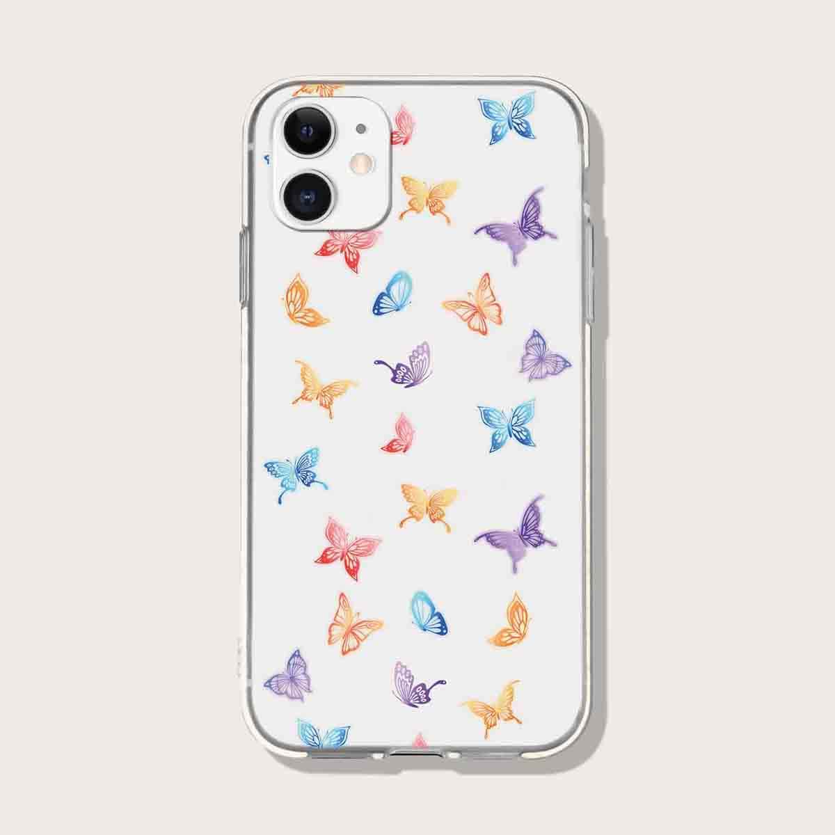

Butterfly Painted Clear Phone Case, Multicolor