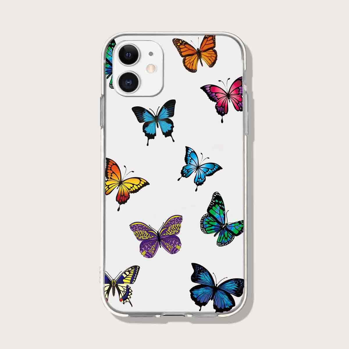 

Butterfly Painted Clear Phone Case, Multicolor