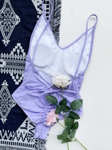 Đồ bơi một mảnh trơn mùa hè - Màu tím - Xem 3