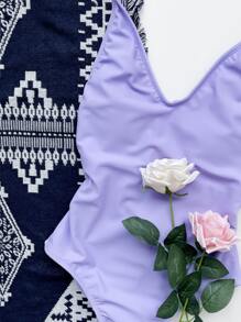 Đồ bơi một mảnh trơn mùa hè - Màu tím - Xem 4