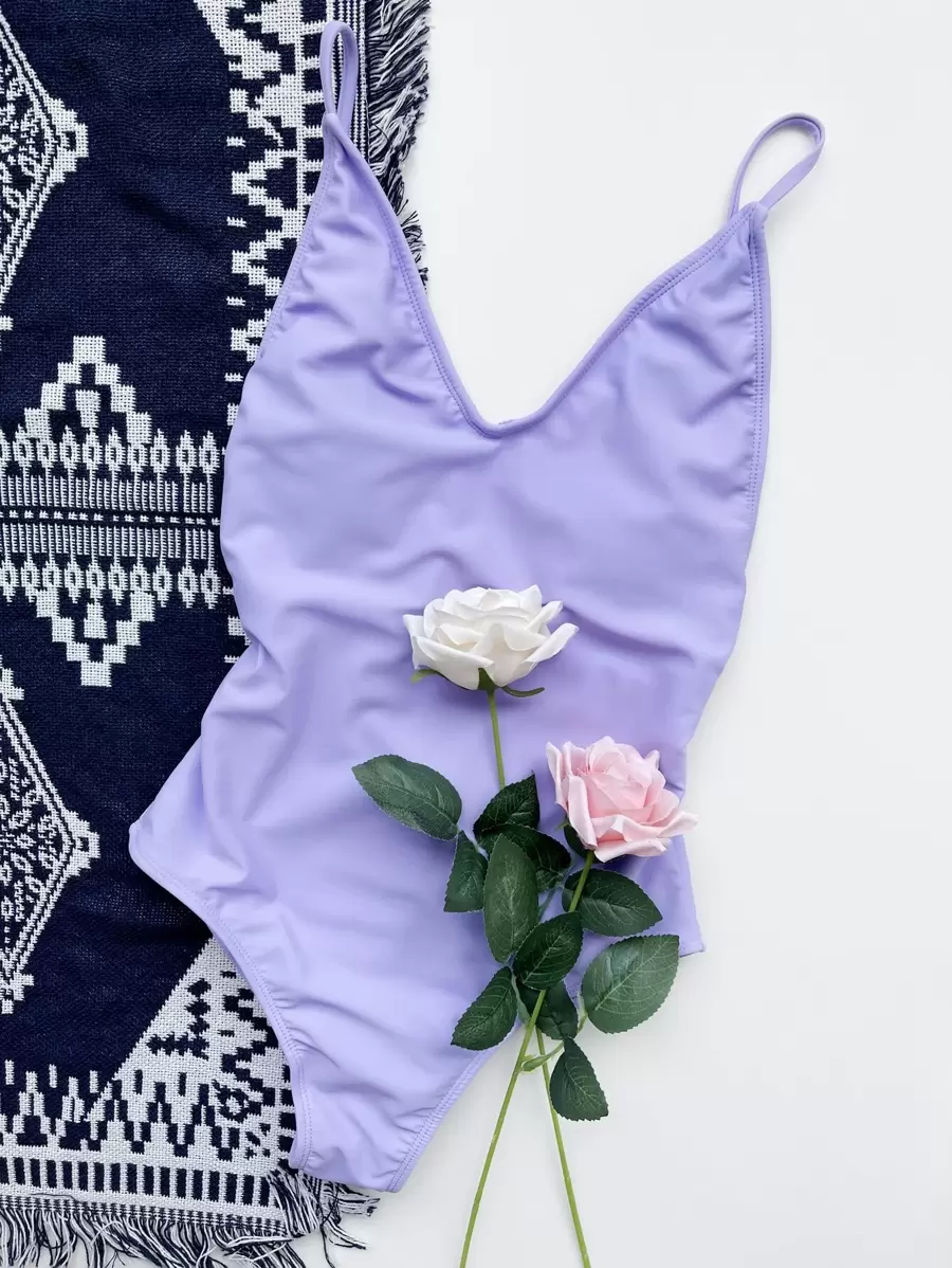 Đồ bơi một mảnh trơn mùa hè - Màu tím - Xem 1