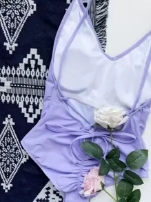 Đồ bơi một mảnh trơn mùa hè - Màu tím - Xem 5