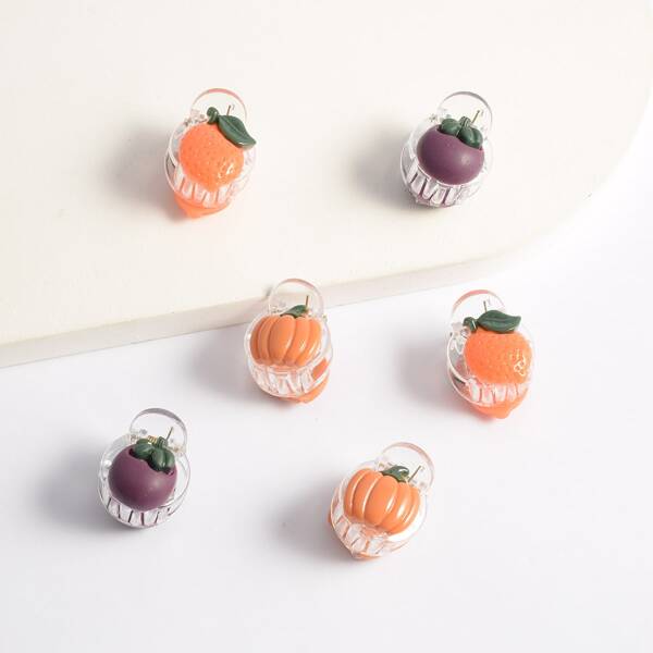 

6pcs Toddler Girls Fruit Decor Hair Claw, Multicolor