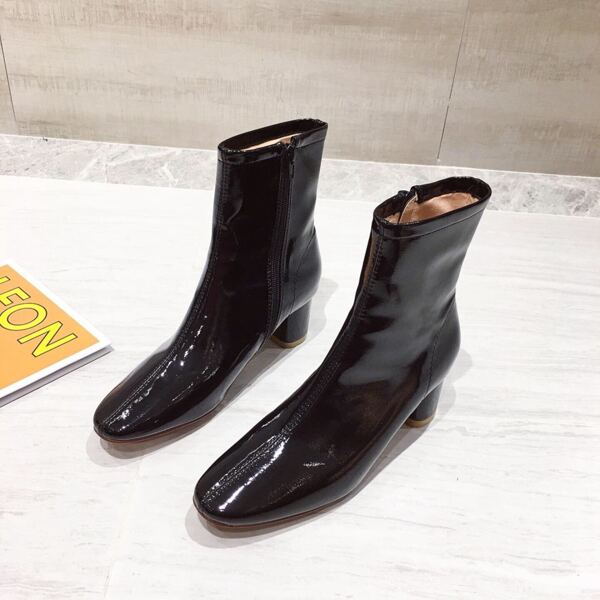 

Square Toe Chunky Heeled Boots, Black