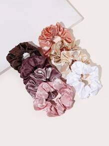 8pcs Girls Satin Scrunchie - Multicolor - View 1