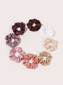 8pcs Girls Satin Scrunchie - Multicolor - View 3