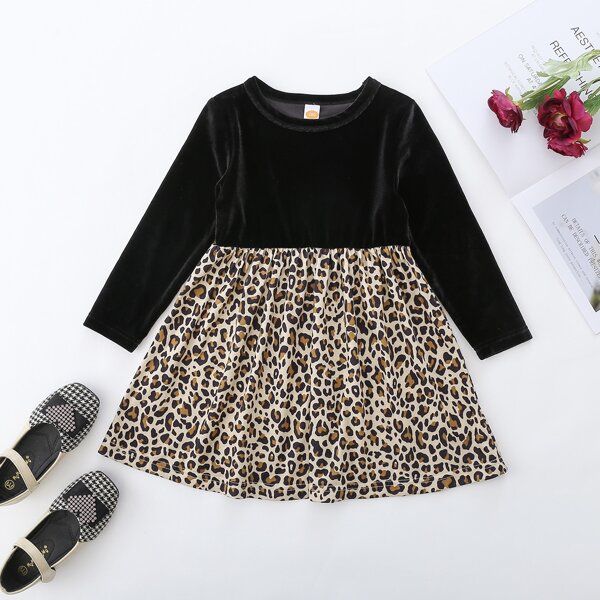 

Toddler Girls 1pc Leopard Print Combo Dress, Multicolor
