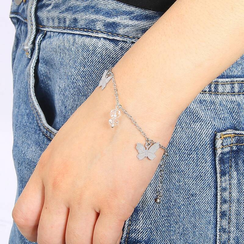 

Butterfly Decor Chain Bracelet, Silver