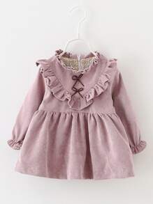 小女童荷葉邊燈芯絨洋裝