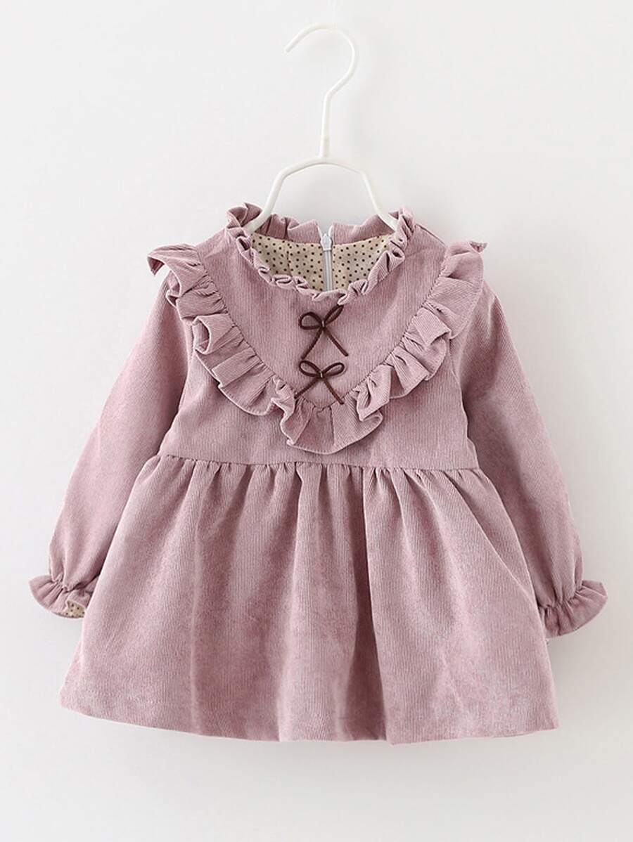 小女童荷葉邊燈芯絨洋裝