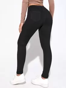 Jeanoix Ripped Skinny Jeans - Black - View 2