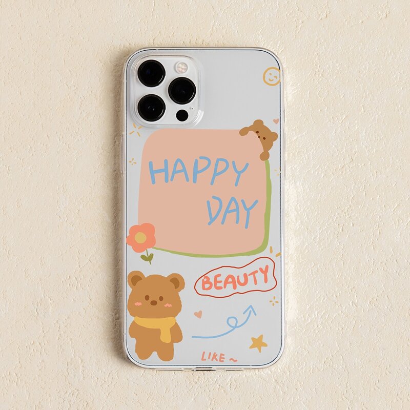 

Cartoon Bear Print Phone Case, Multicolor