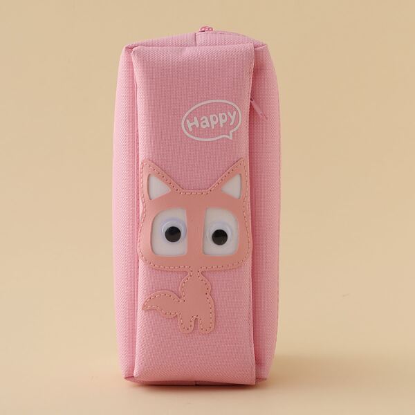

1pc Cartoon Fox Pencil Case, Dusty pink