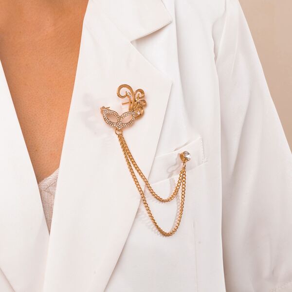 

Masquerade Eye Cover Decor Brooch, Gold