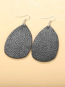 Bông tai giọt nước bằng da PU - màu đen - Xem 1