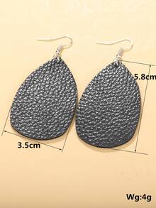 Bông tai giọt nước bằng da PU - màu đen - Xem 3