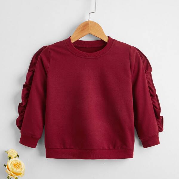 

Toddler Girl Solid Frill Trim Sweatshirt, Red