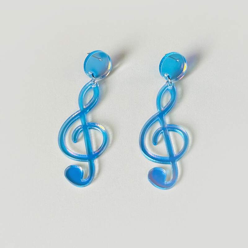 

Musical Note Decor Earrings, Baby blue
