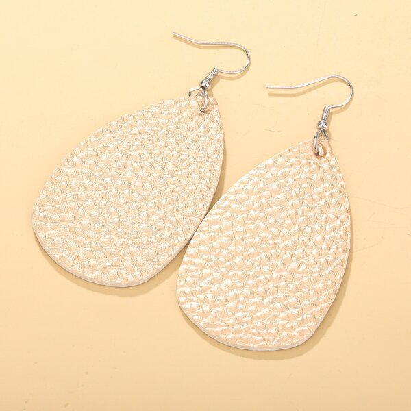 

PU Leather Water Drop Earrings, Champagne