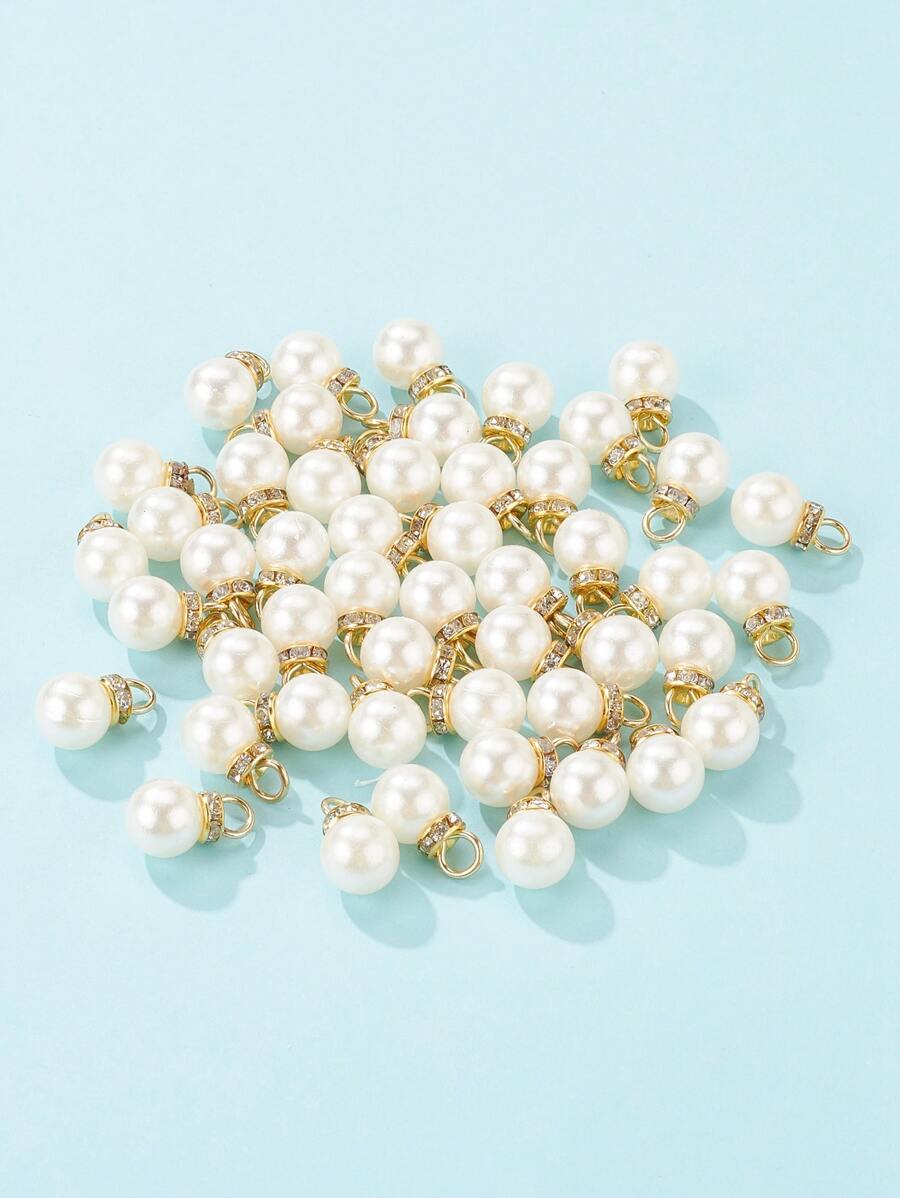 50入組彩珠diy珠寶配飾 - 白色 - 查看 1