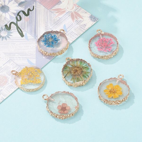 

6pcs Dry Flower Decor DIY Jewelry Accessory, Multicolor