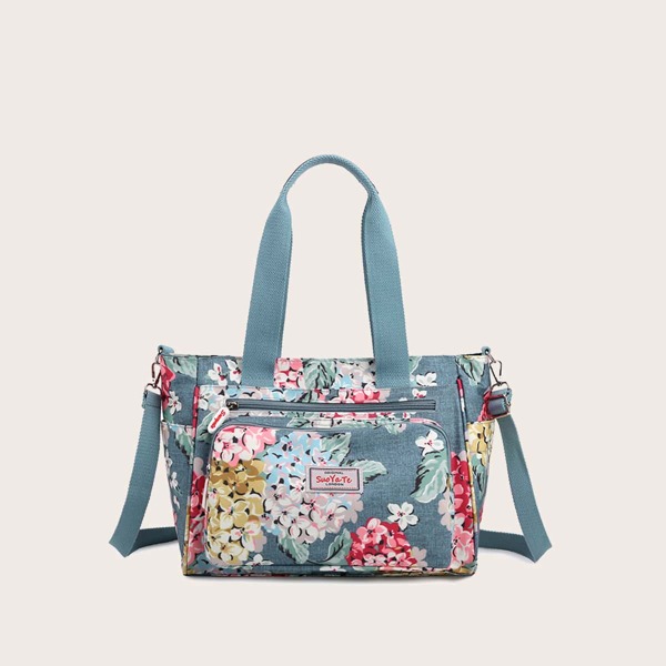 

Floral Graphic Shoulder Tote Bag, Multicolor