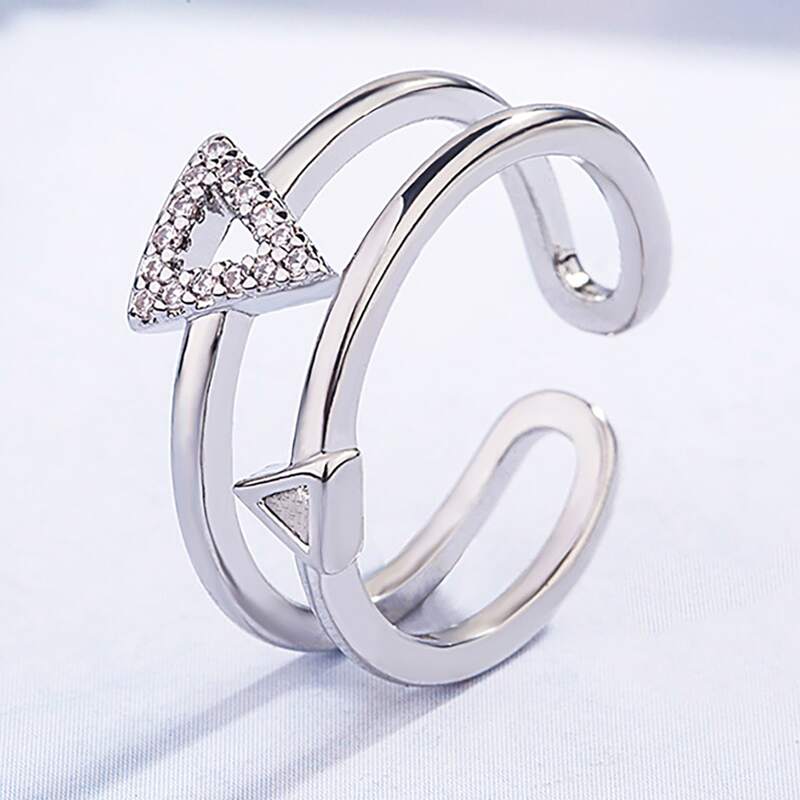 

Rhinestone Decor Cuff Ring, Silver