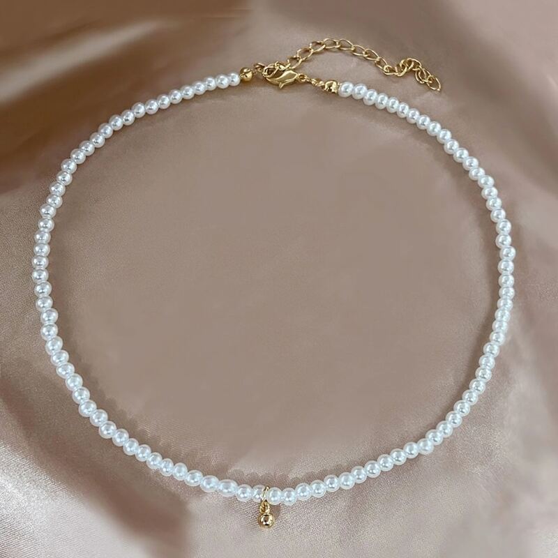 

Faux Pearl Beaded Necklace, White