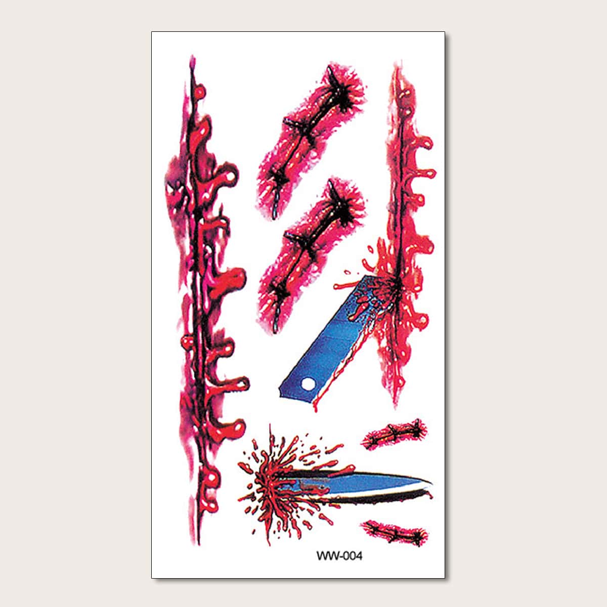 

1sheet Halloween Graphic Tattoo Sticker, Red