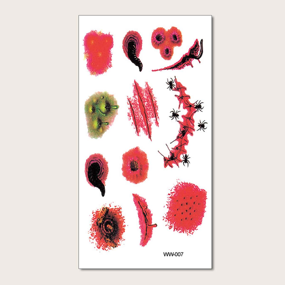 

1sheet Halloween Graphic Tattoo Sticker, Red