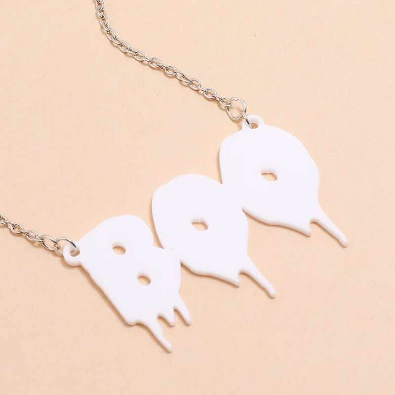 

Letter Design Chain Necklace, White