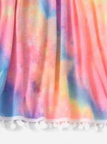 Tween Girl Tie Dye Pom-Pom Hem Cover Up