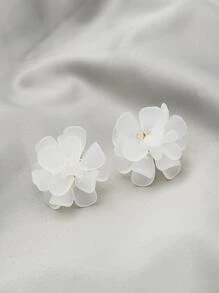 Flower Stud Earrings Valentines,Mom,Mother,Mother's Day,Gift - White - View 2