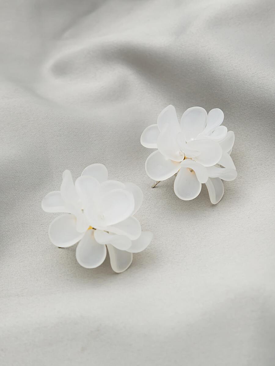 Flower Stud Earrings Valentines,Mom,Mother,Mother's Day,Gift - White - View 1