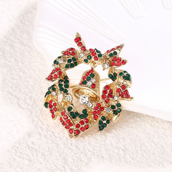 

Christmas Bell Design Brooch, Red