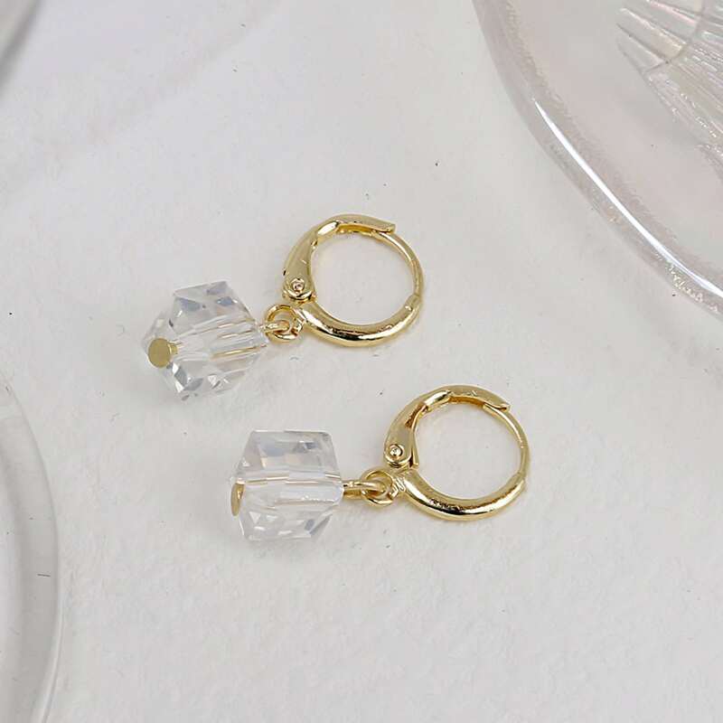 

Geo Crystal Drop Earrings, Gold