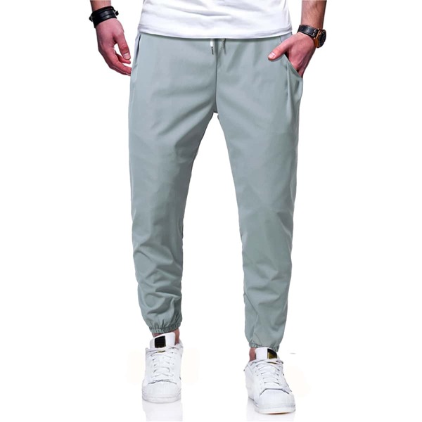 

Men Solid Slant Pocket Tapered Pants, Dusty blue