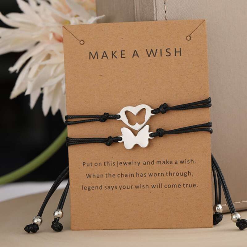 

2pcs Butterfly Decor Bracelet, Silver